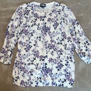 Lands' End Purple and Black Floral Women's Knit Top